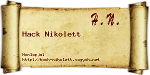 Hack Nikolett névjegykártya